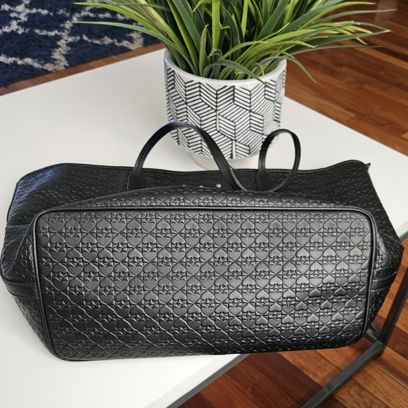 Kate Spade Embossed Black Leather Large Bag Tote  - Picture 14 of 15